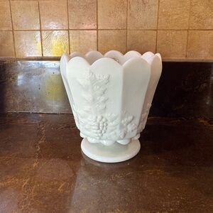vintage Westmoreland milk glass vase/dish/planter “Paneled Grape" pattern